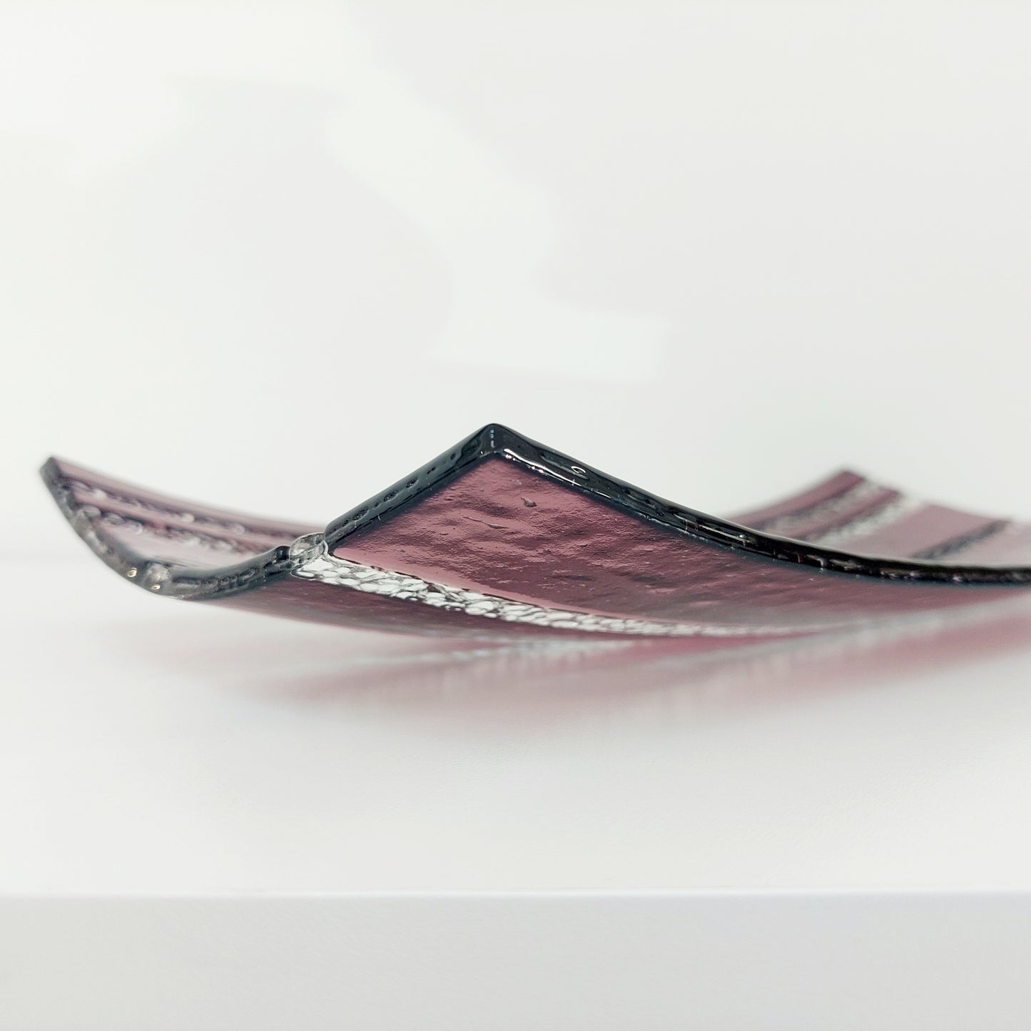 Handmade Plum Fused Glass Tray, Decorative Table Centerpiece