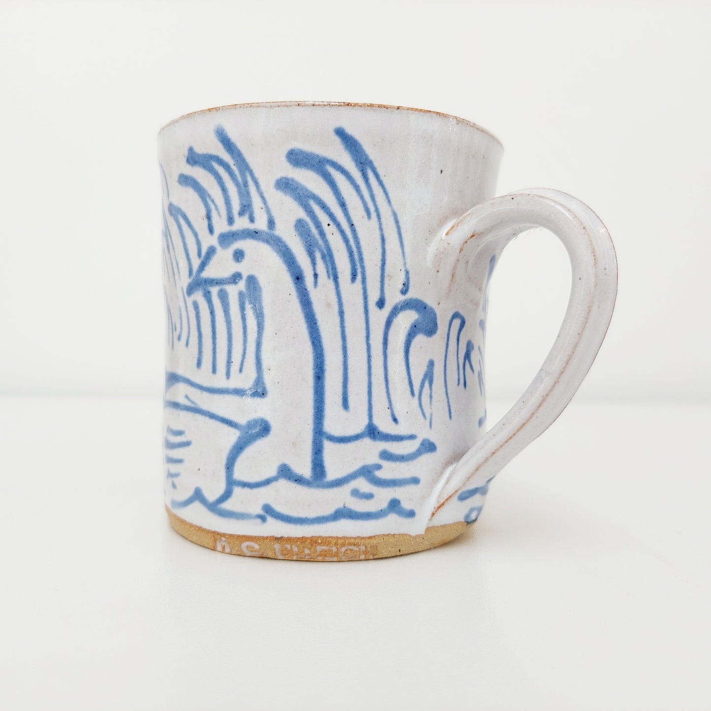 Handcrafted Earthenware Mug – Hans Ullrich | Blue & White Geese Design