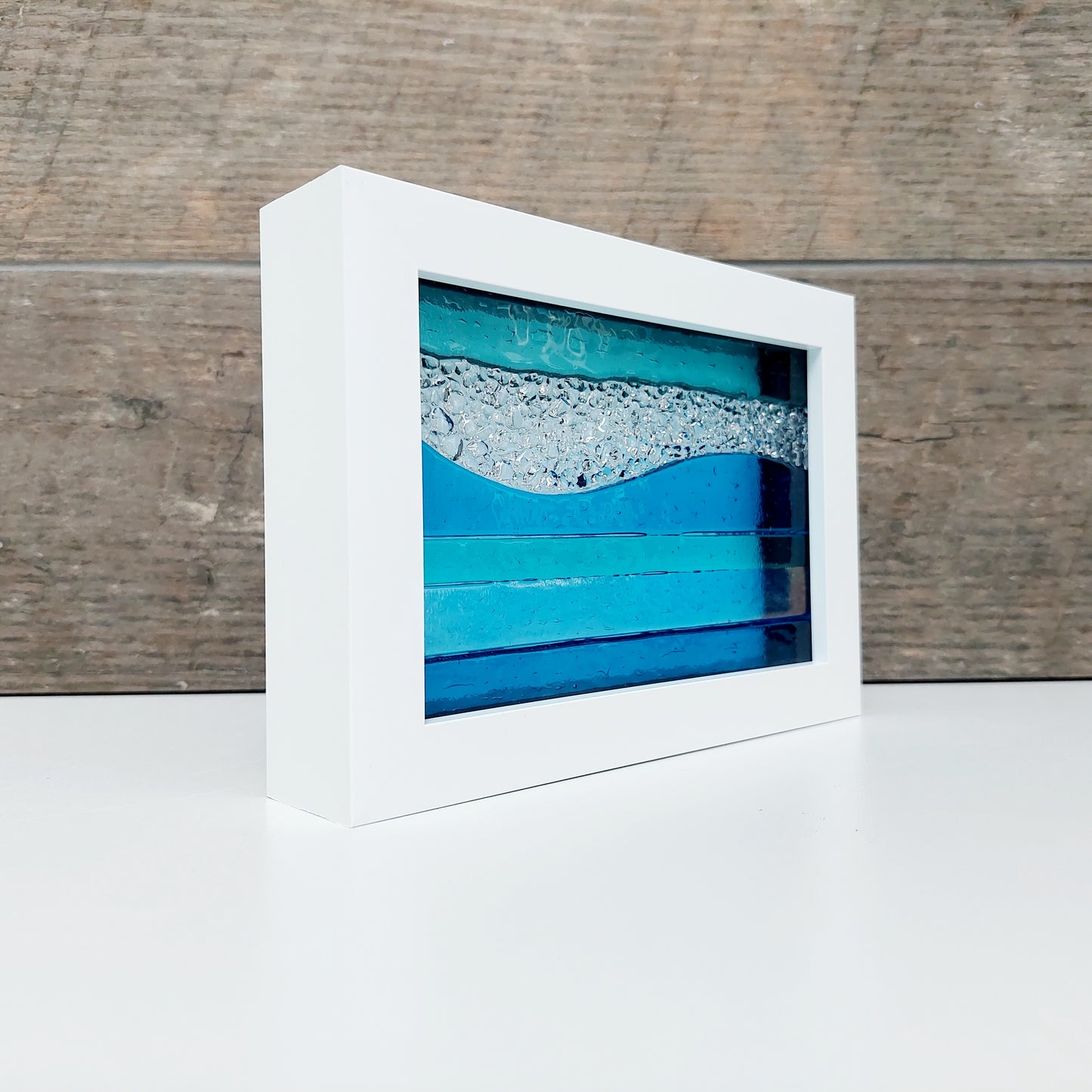 Turquoise & Aqua Framed Glass Picture - Derwent Water Inspired