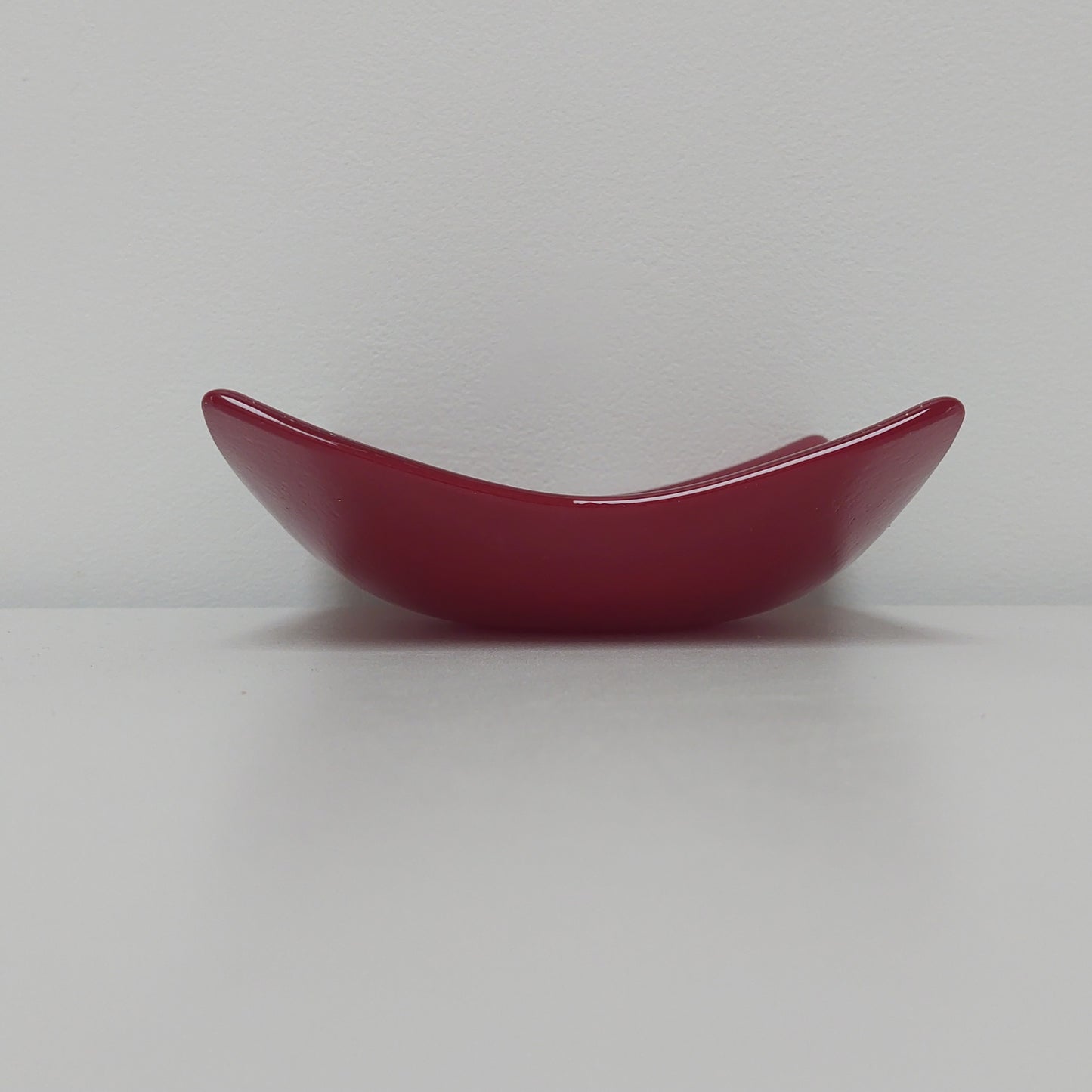 RESERVED for ANTONY - Dark Red Glass Trinket Bowl with a Heart Motif