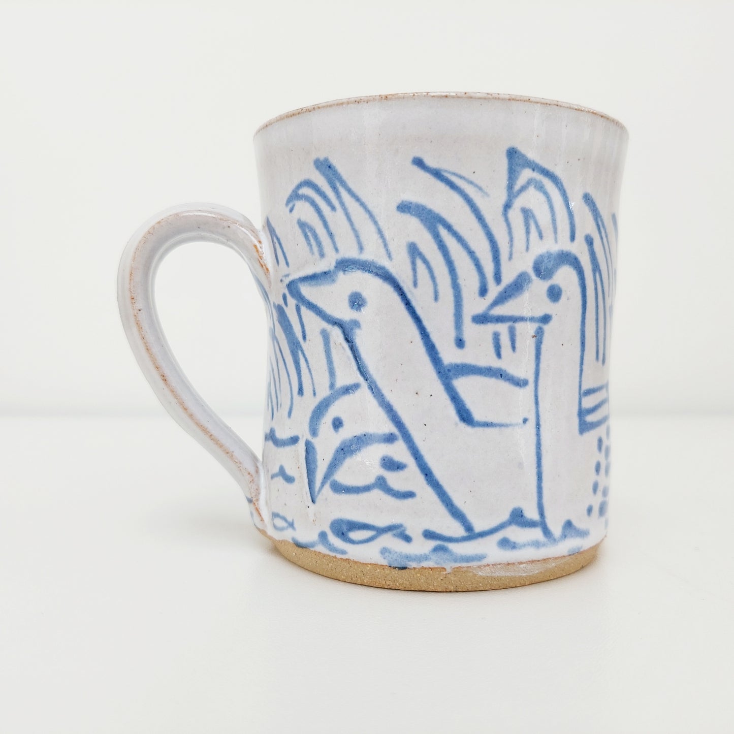 Handcrafted Earthenware Mug – Hans Ullrich | Blue & White Geese Design