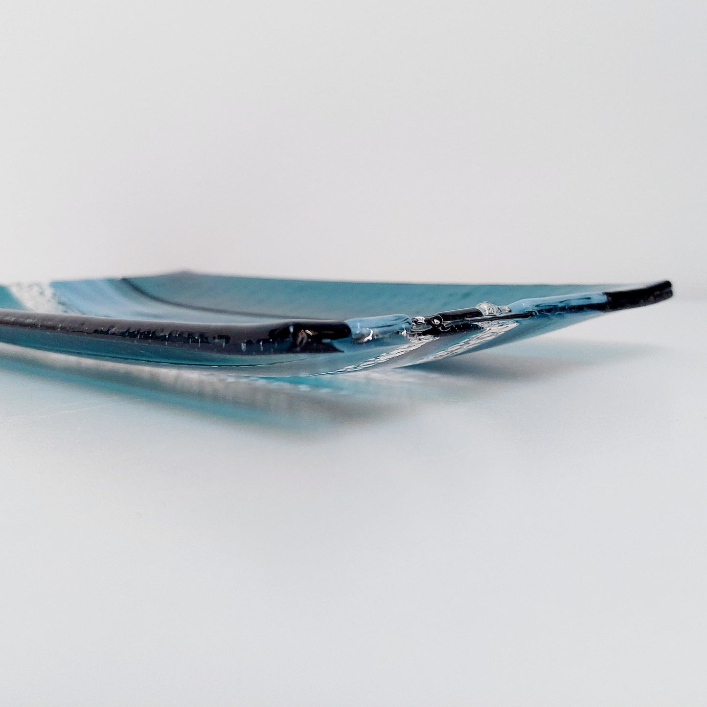Sea Blue Textured Glass Plate, Coffee Table Centerpiece, Derwent Water Inspired