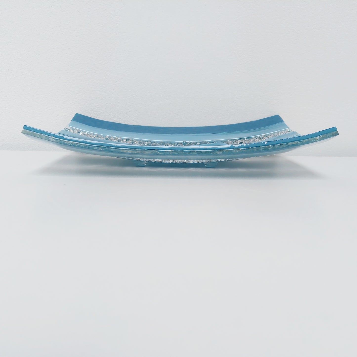 Marine Blue Glass Art Plate, Artisanal Coffee Table Centrepiece