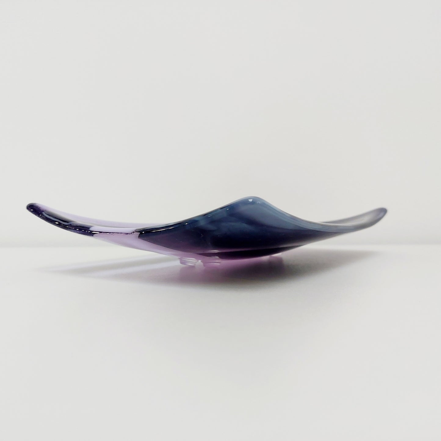Midnight Glass Art Plate, Handmade Lilac and Purple Decorative Tray