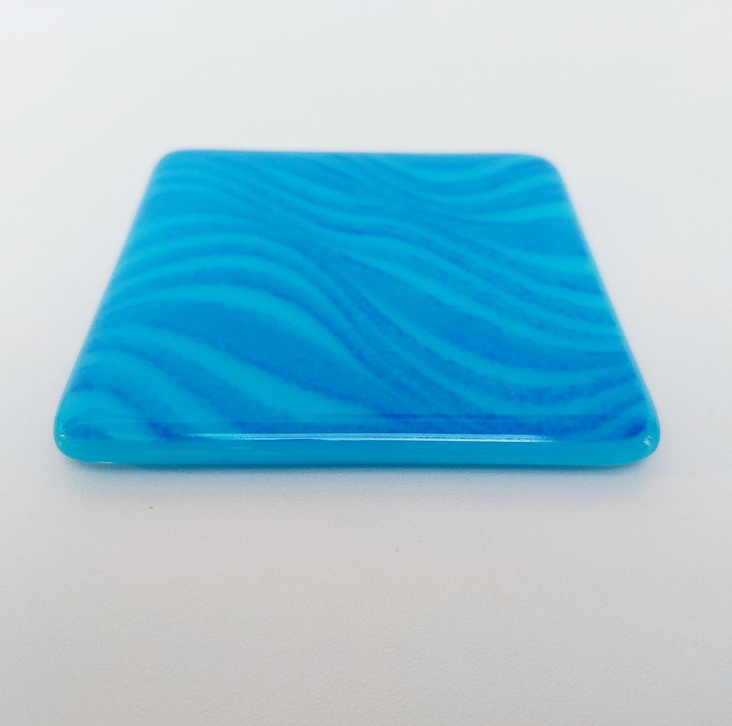 Turquoise and Cobalt Blue Glass Coasters Handcrafted in the Lake District