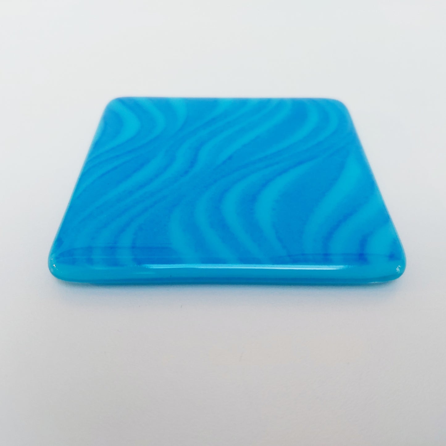 Turquoise and Cobalt Blue Glass Coasters Handcrafted in the Lake District