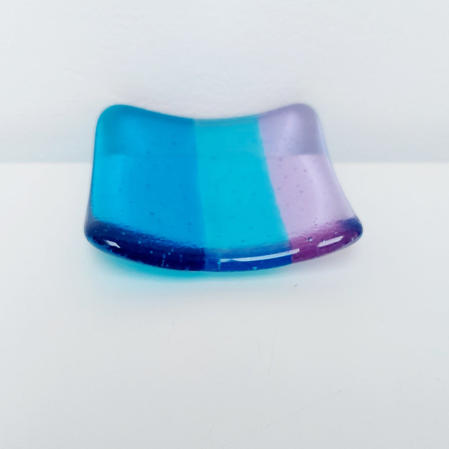 Turquoise & Lilac Glass Ring Dish, Small Bedside Table Trinket Dish