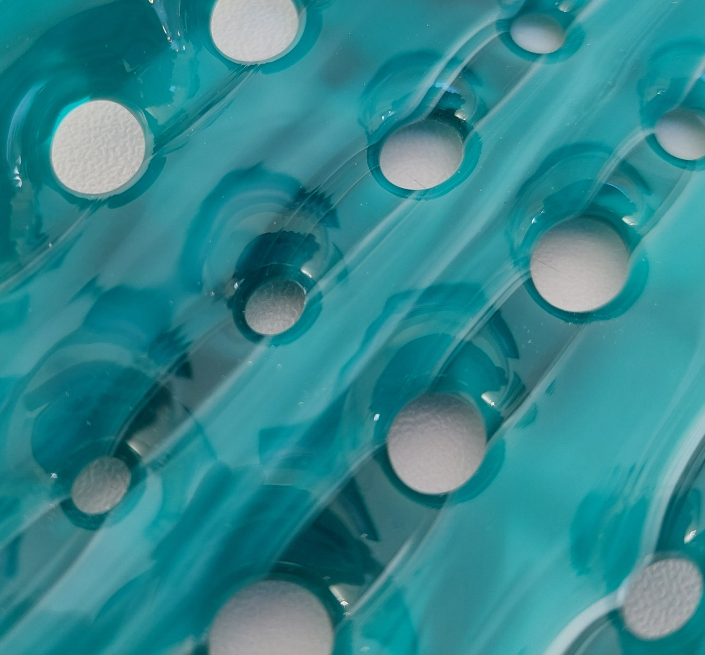 Rectangular Teal & Aqua Glass Soap Dish with Holes
