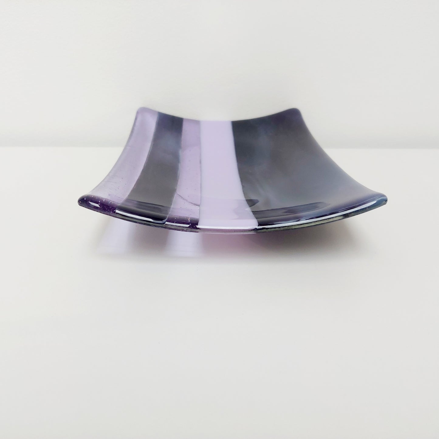 Midnight Glass Art Plate, Handmade Lilac and Purple Decorative Tray