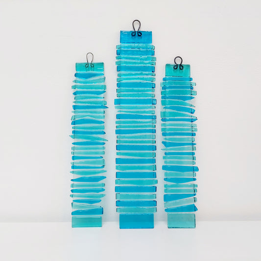 Aqua Turquoise Glass Wish Stick, Handmade Fused Glass Suncatcher
