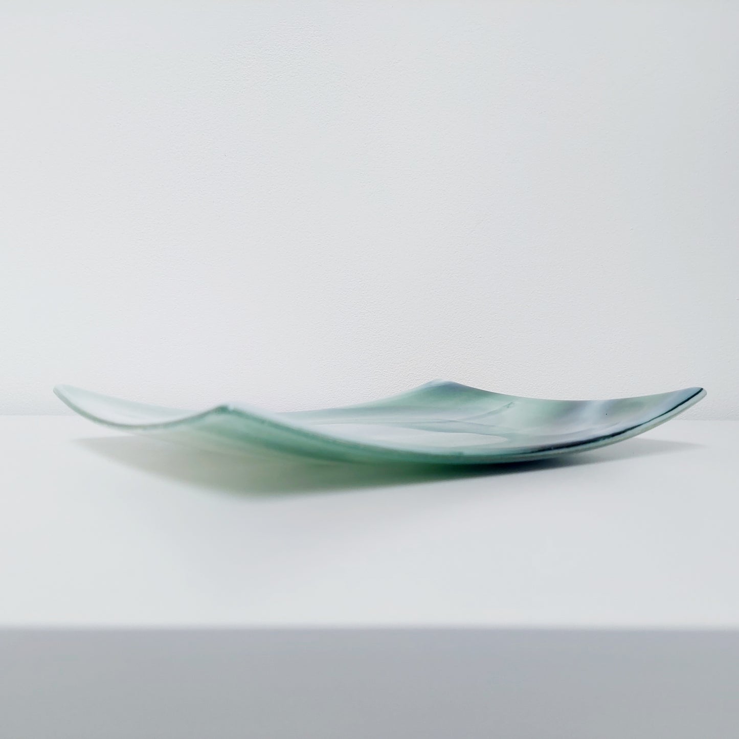 Large Green Glass Art Plate, Table Centrepiece