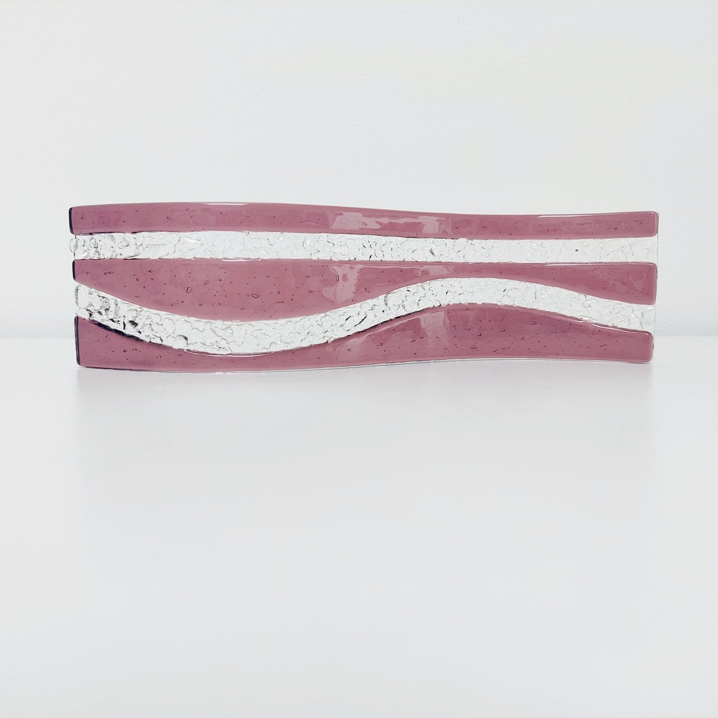 Plum Glass Art Wave, Contemporary Handmade Ornament