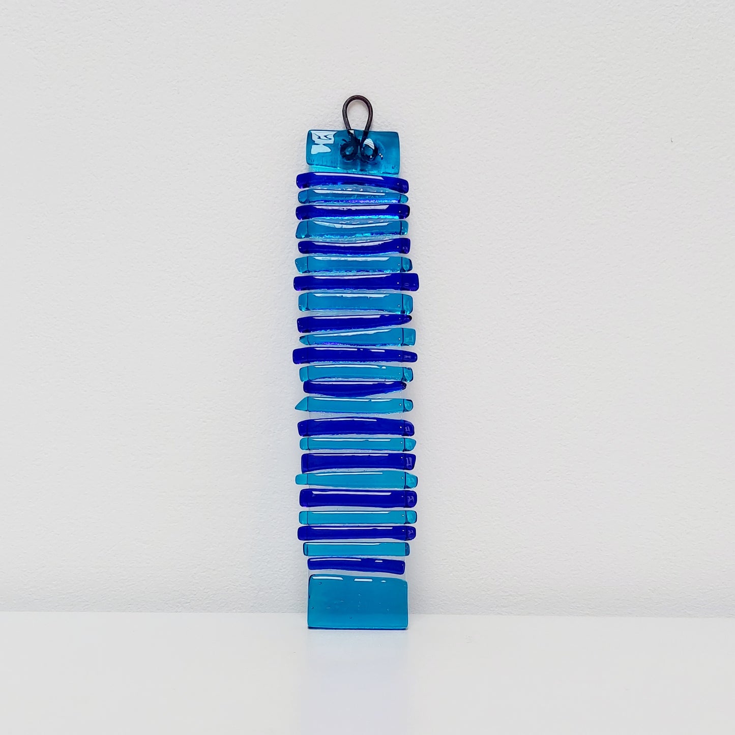 Abstract Turquoise and Cobalt Blue Glass Wish Stick, Handmade Suncatcher or Wall Hanging