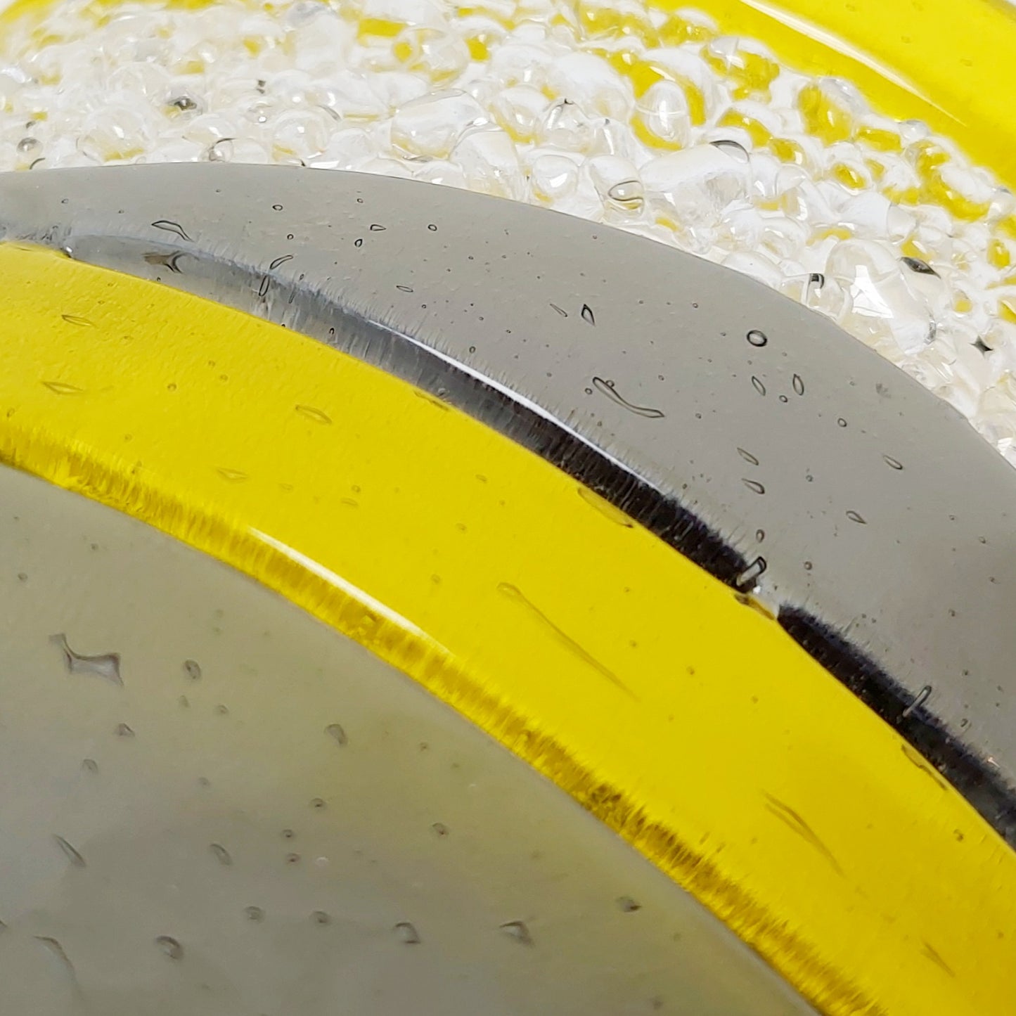 Yellow and Grey Glass Art Ornament Handcrafted in the Lake District