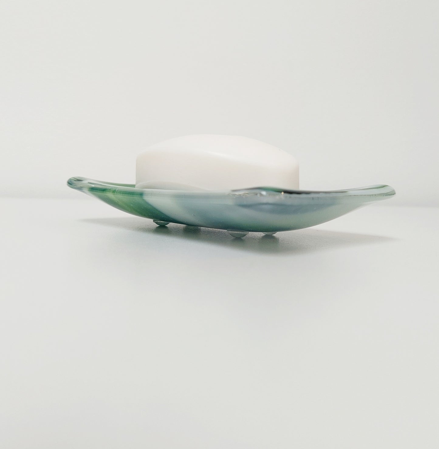 Spring on the Fells Green Glass Art Soap Dish