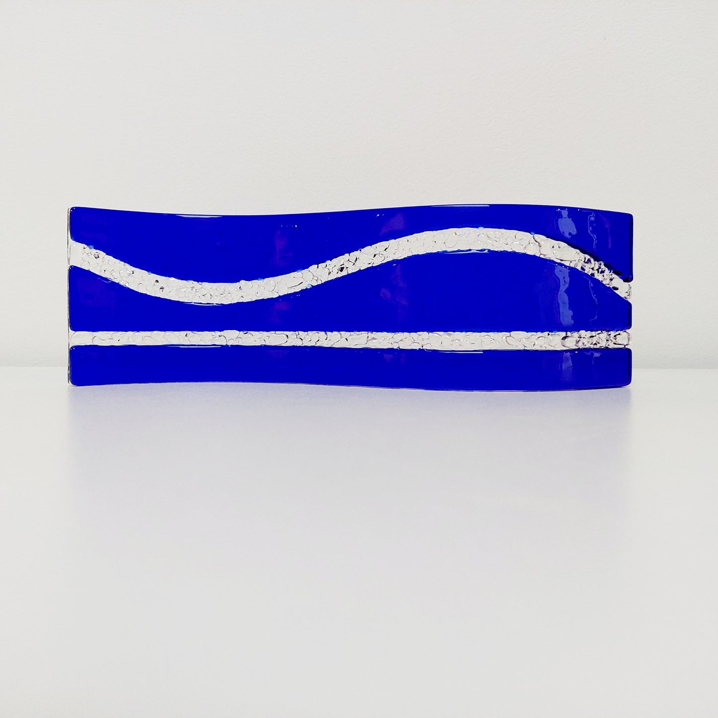 Handmade Cobalt Blue Glass Wave, Lake District Inspired Sculpture