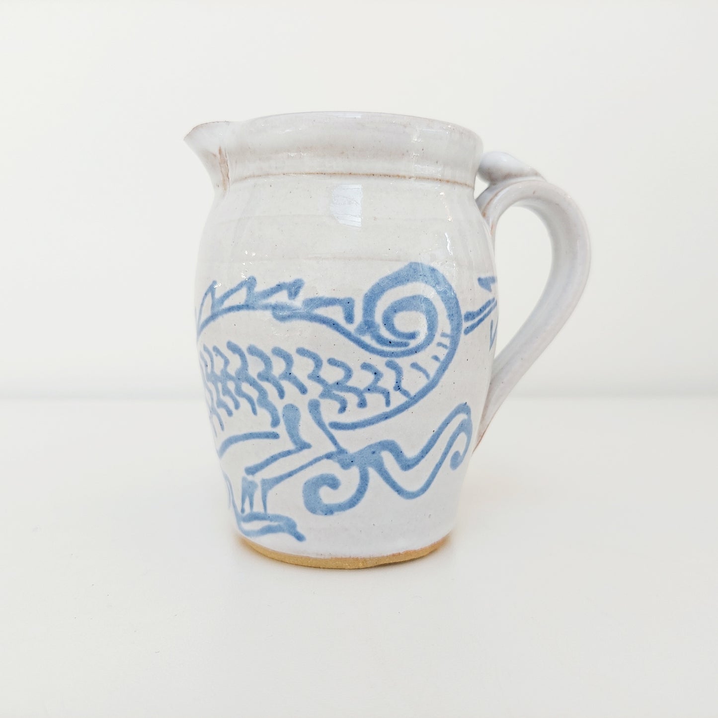 Blue & White Pottery Milk Jug with Dragon Motif