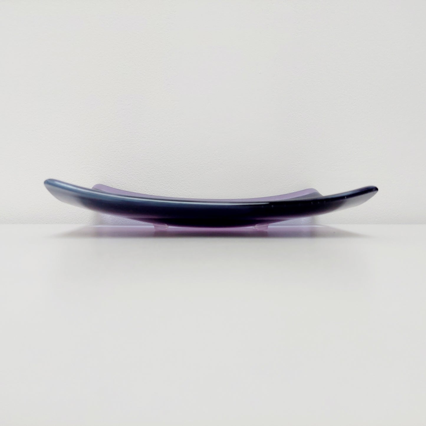 Midnight Glass Art Plate, Handmade Lilac and Purple Decorative Tray