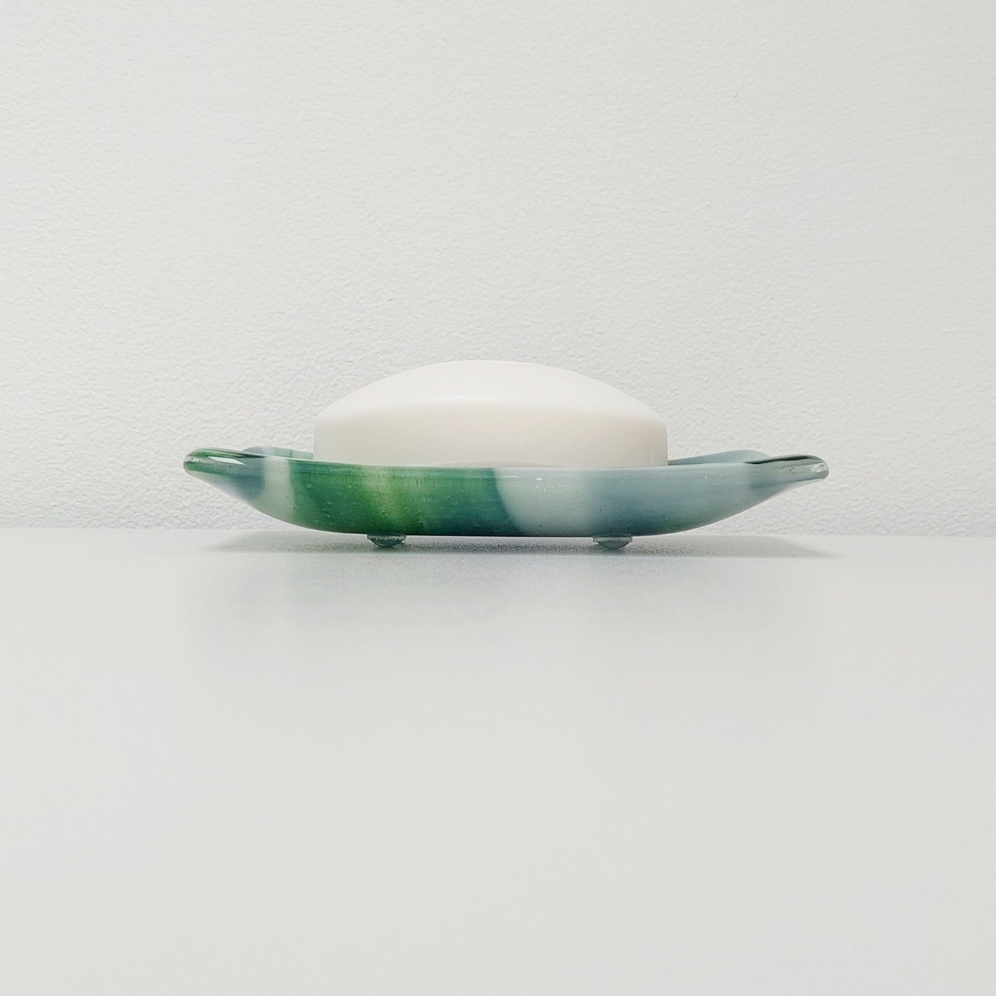 Spring on the Fells Green Glass Art Soap Dish