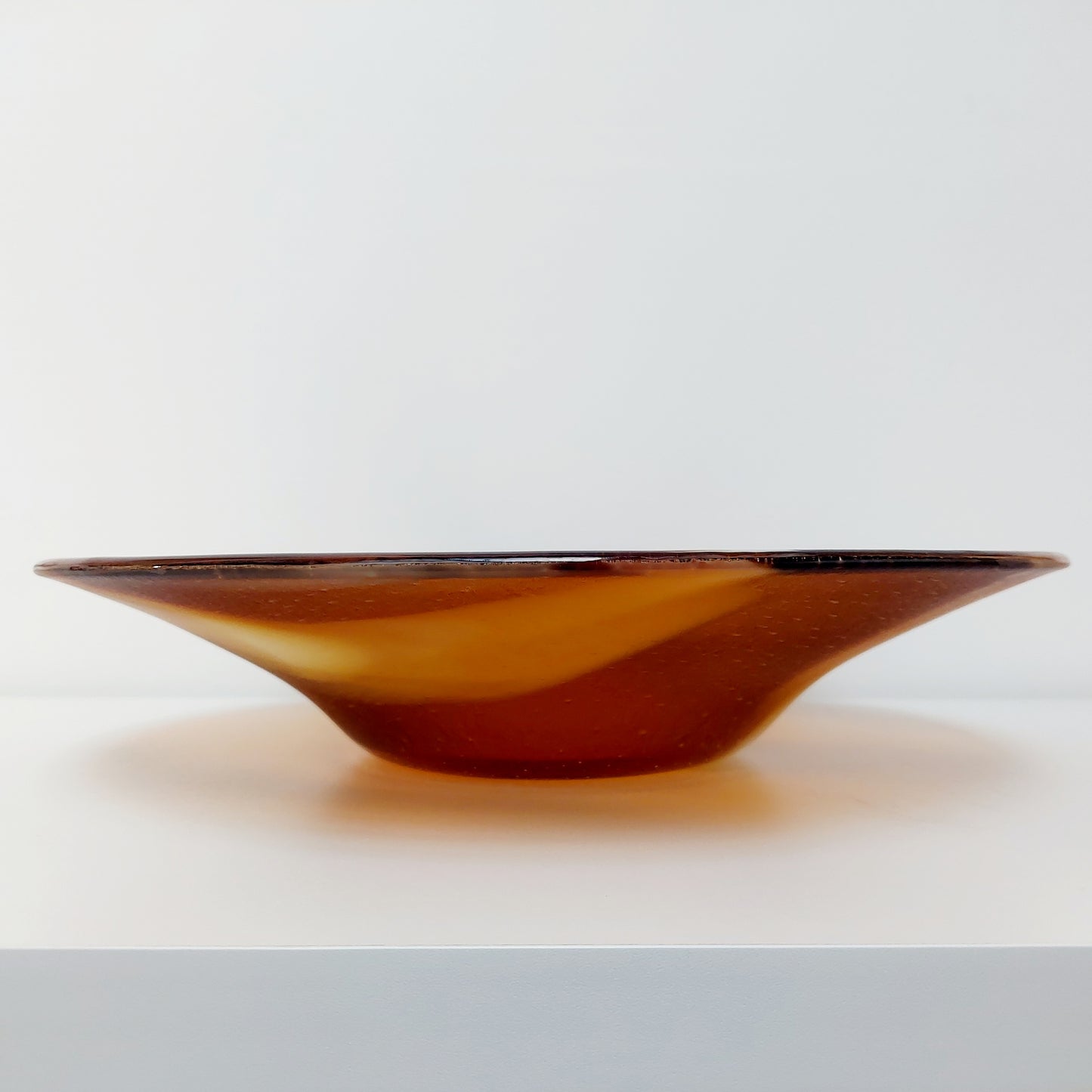 Large Artisan Amber Glass Bowl