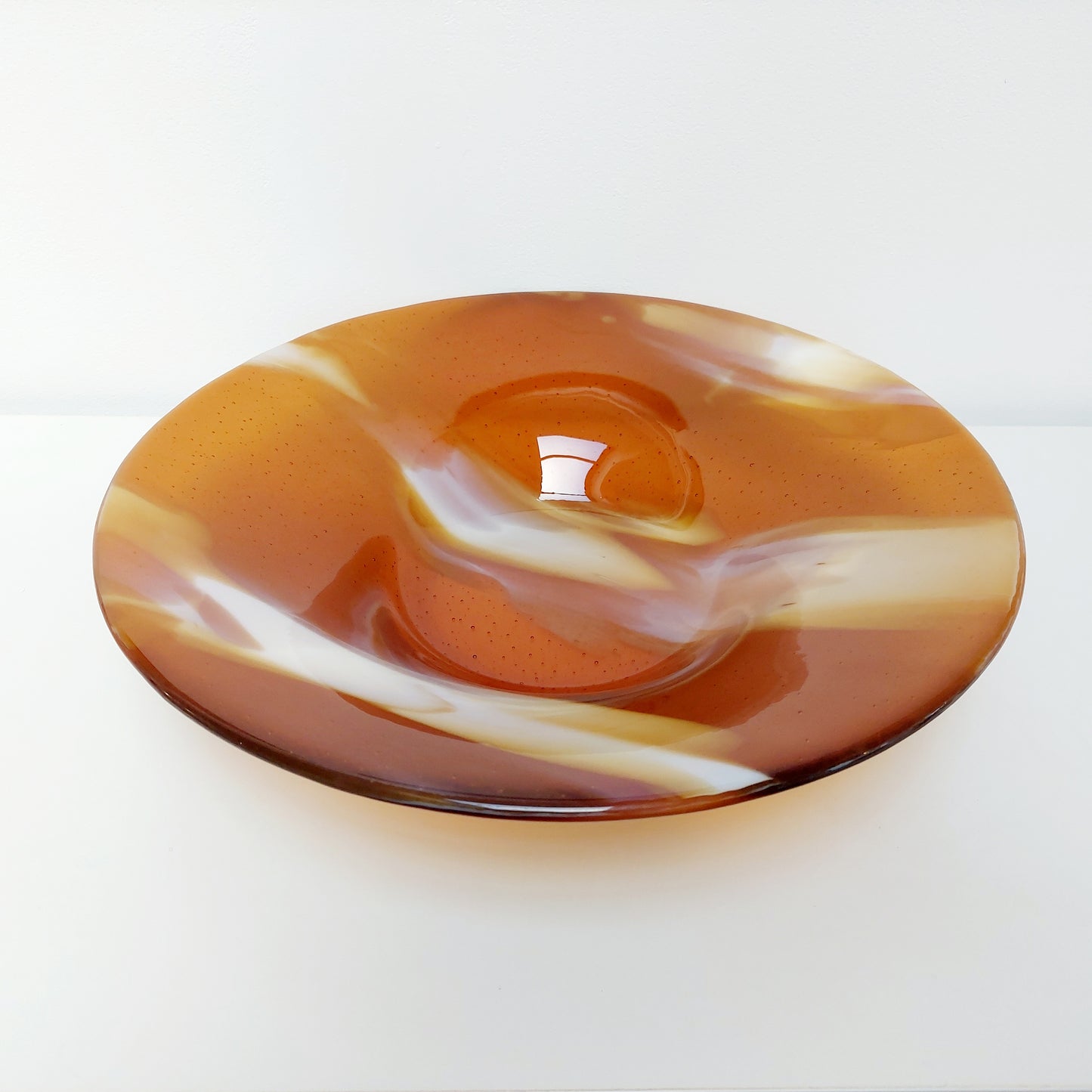 Large Artisan Amber Glass Bowl