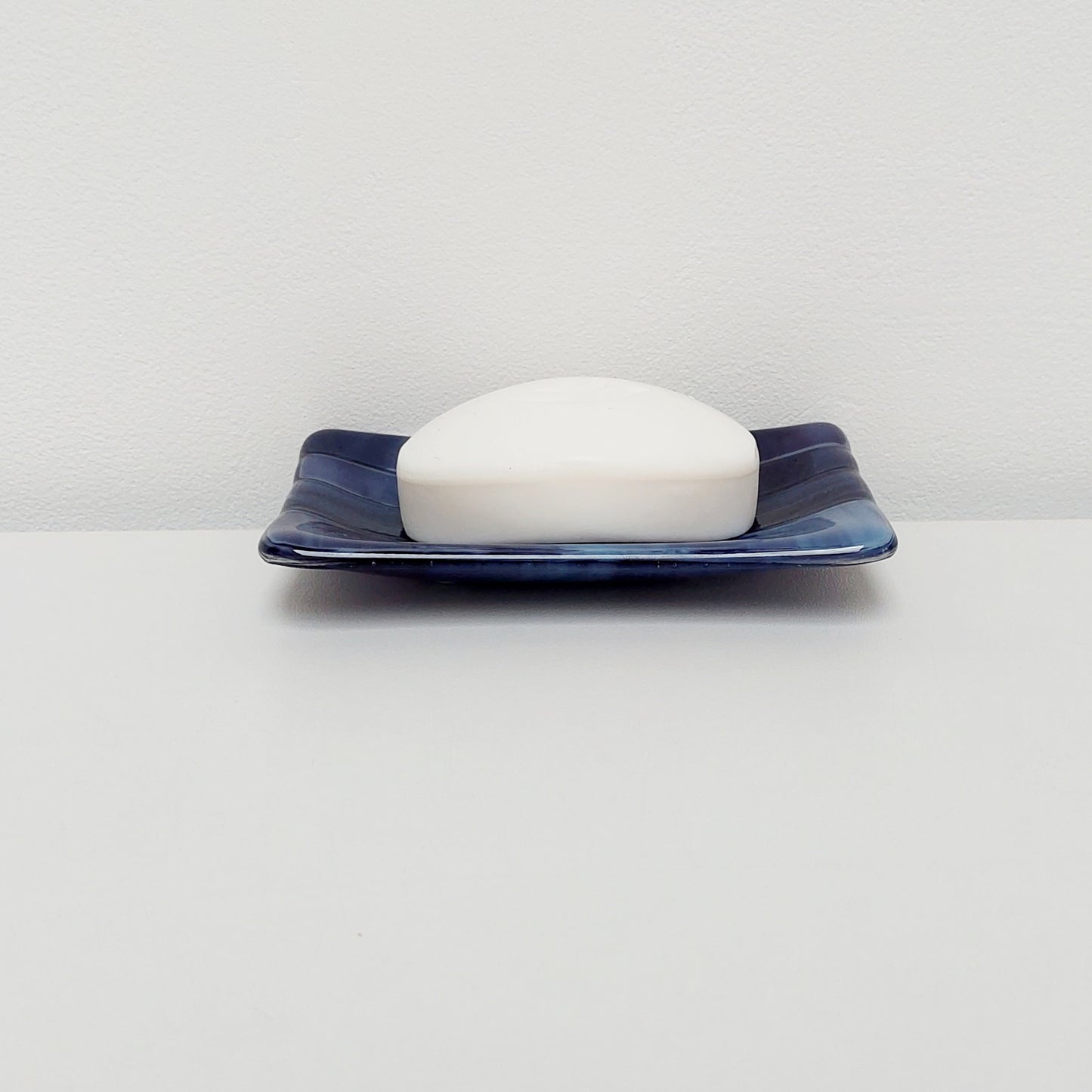 Midnight Glass Art Dish, Handmade Royal Purple and Lilac Fused Glass Soap Tray