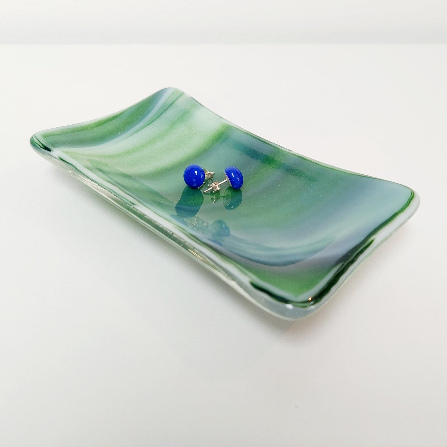 Spring on the Fells Green Glass Art Soap Dish
