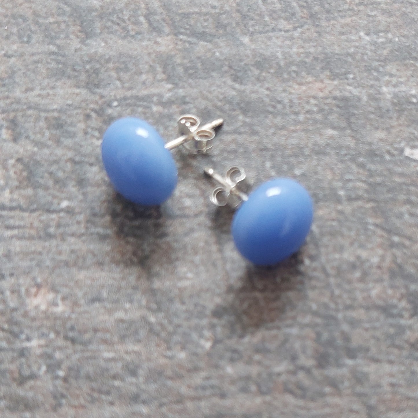 Periwinkle Glass Stud Earrings with Sterling Silver Posts