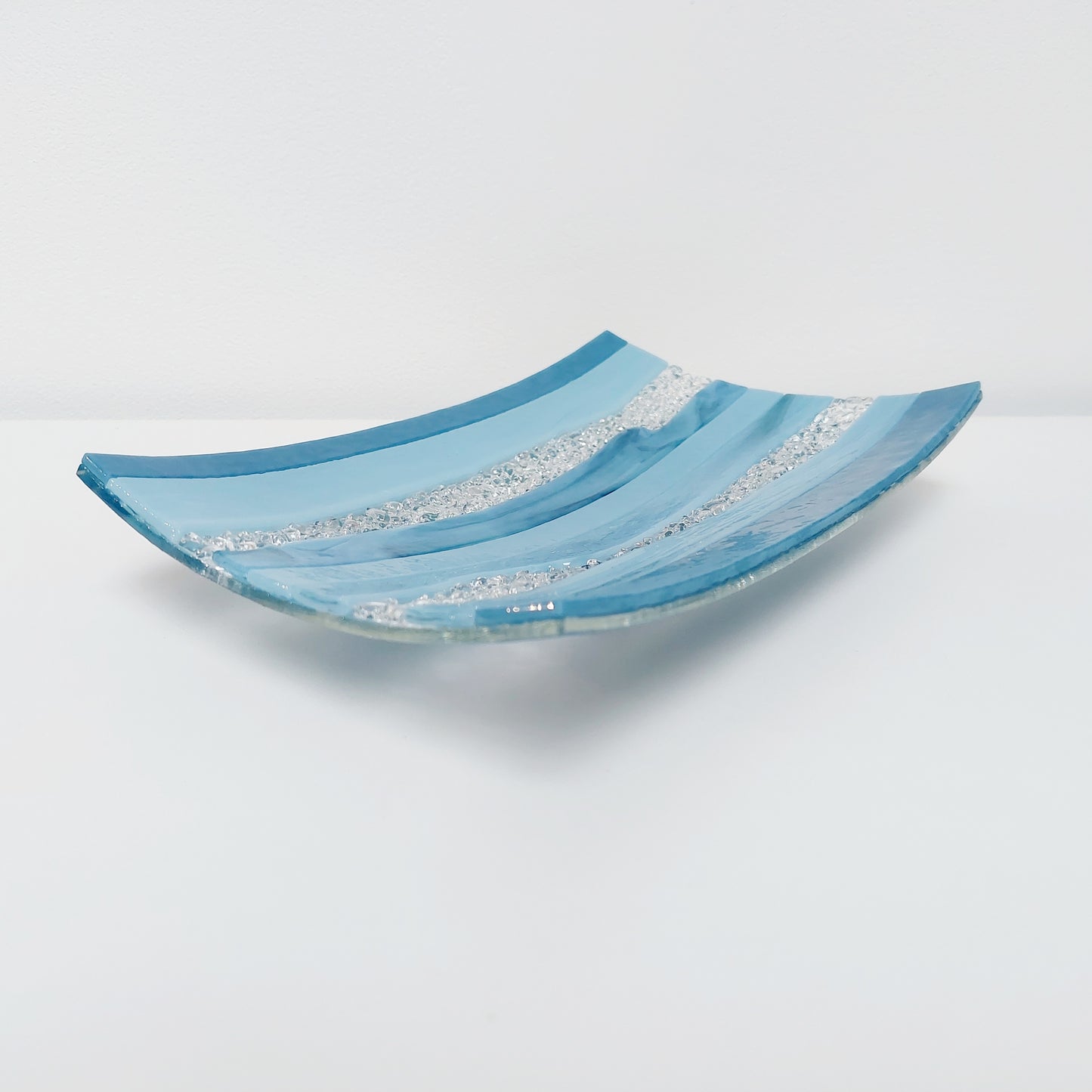 Marine Blue Glass Art Plate, Artisanal Coffee Table Centrepiece
