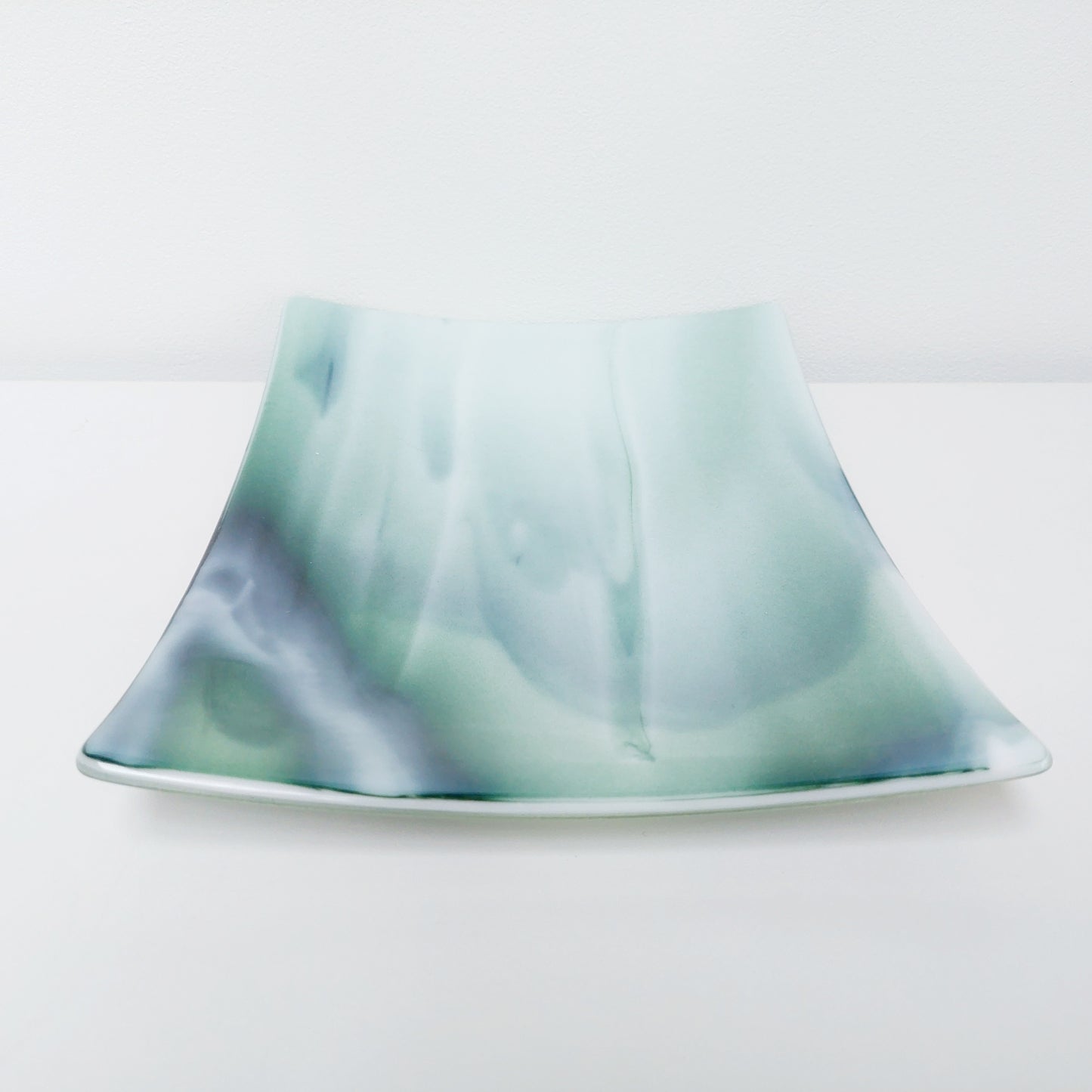 Large Green Glass Art Plate, Table Centrepiece
