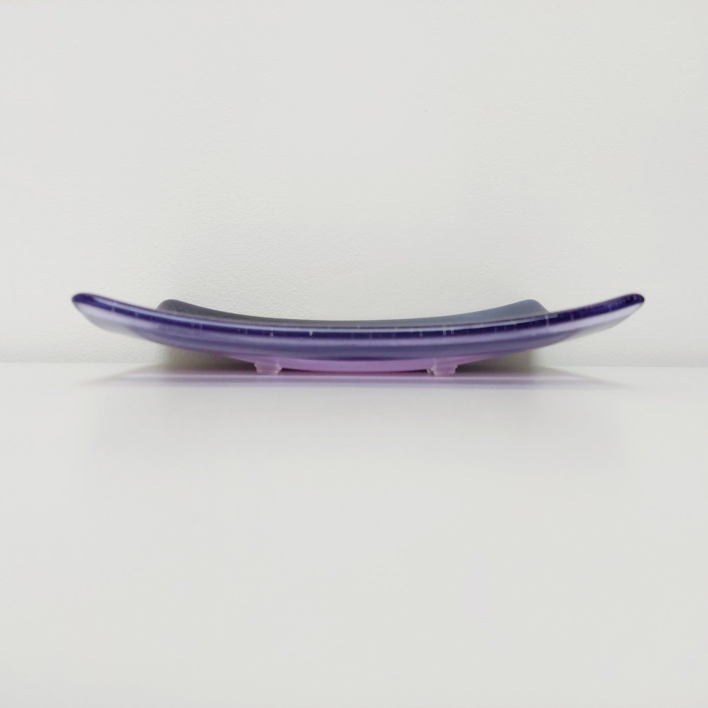 Midnight Glass Art Plate, Handmade Lilac and Purple Decorative Tray