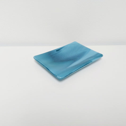Derwent Water Glass Art Dish, Handmade Marine Blue Trinket Dish