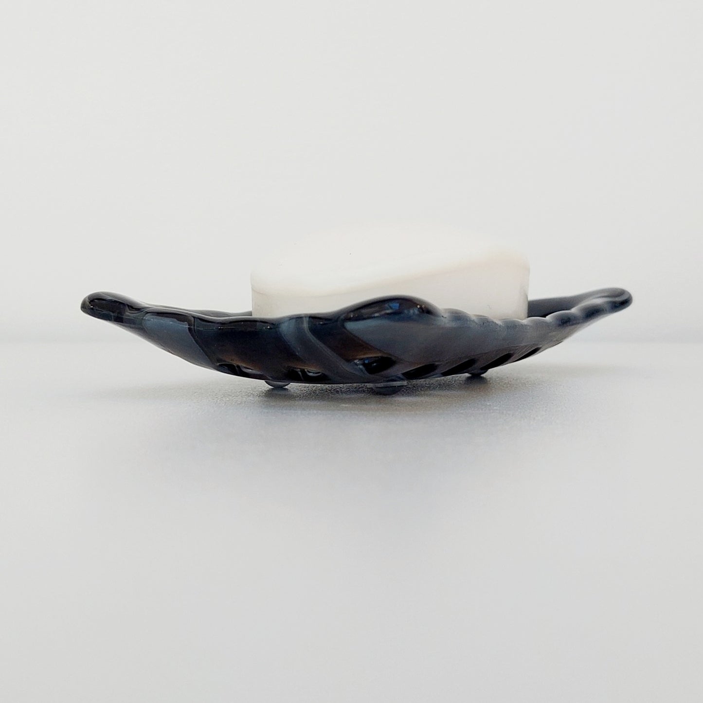 Rectangular Stone Grey Glass Soap Dish with Holes