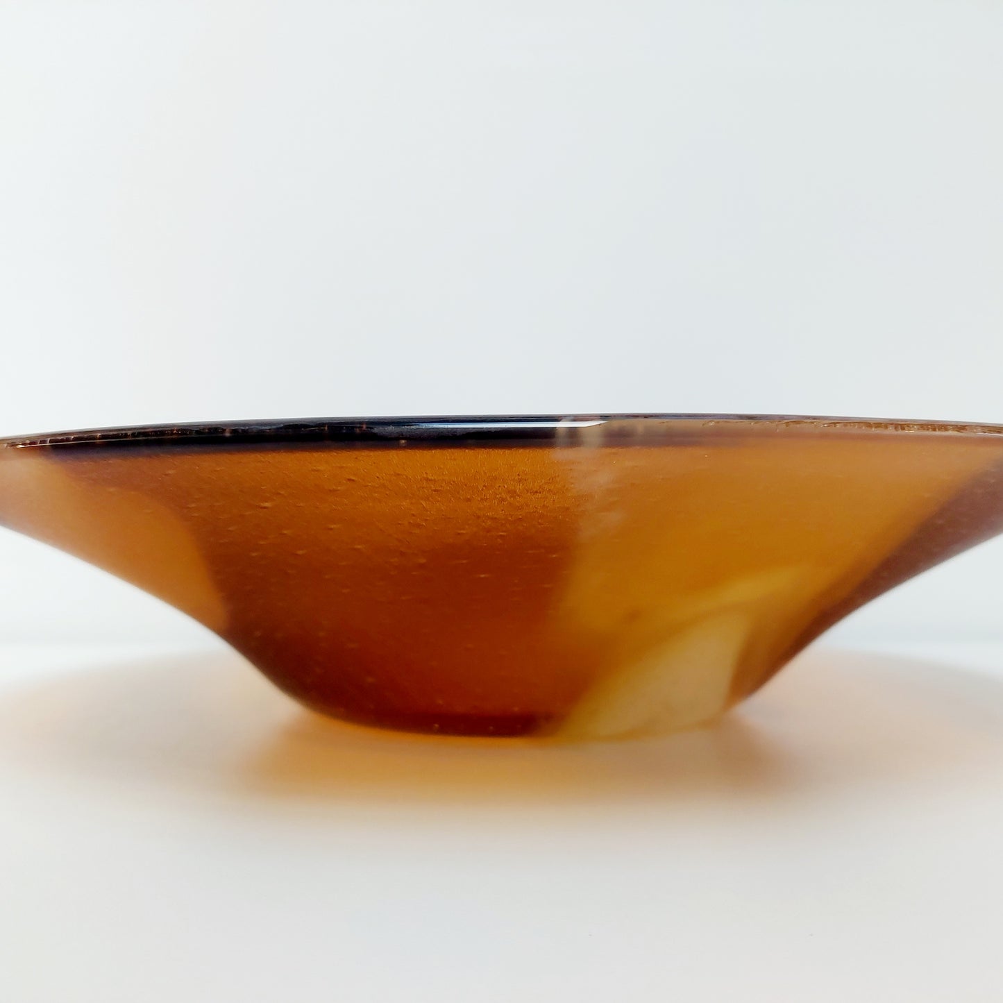Large Artisan Amber Glass Bowl