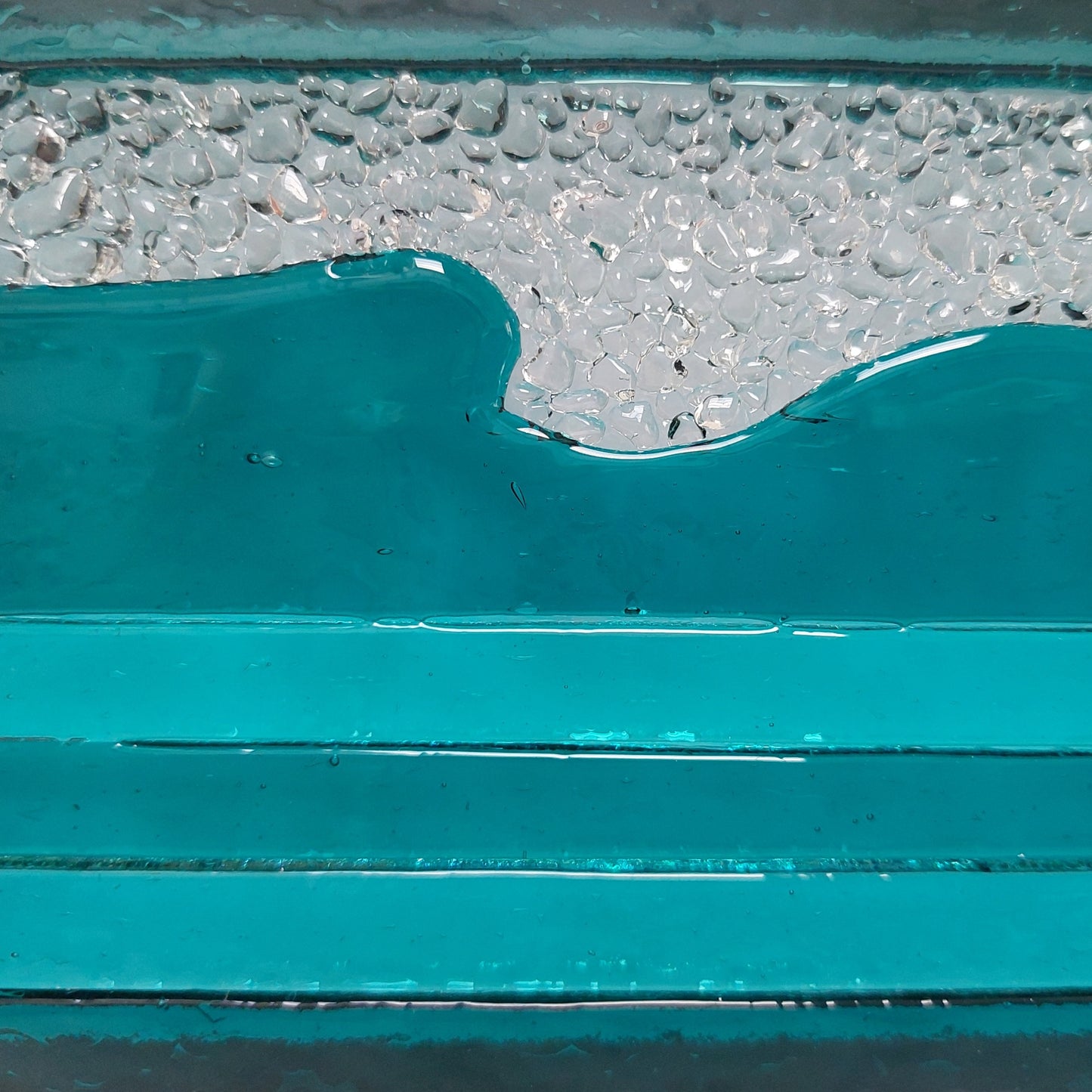 Handcrafted Teal & Aqua Framed Glass Picture - Lake District Inspired