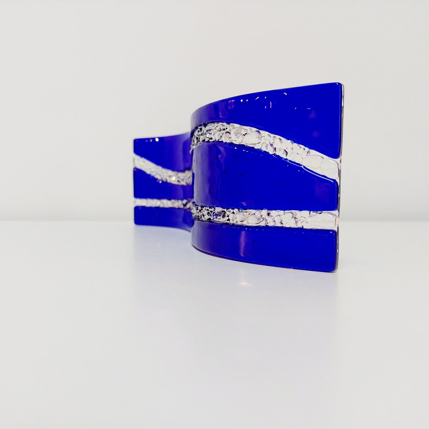 Handmade Cobalt Blue Glass Wave, Lake District Inspired Sculpture