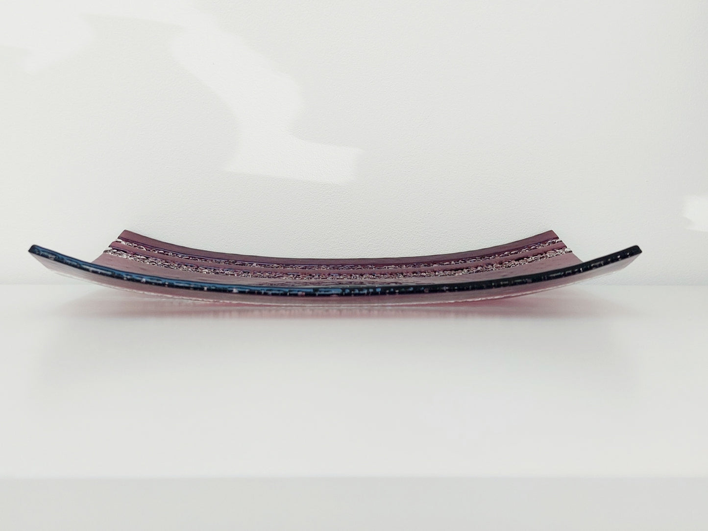 Handmade Plum Fused Glass Tray, Decorative Table Centerpiece