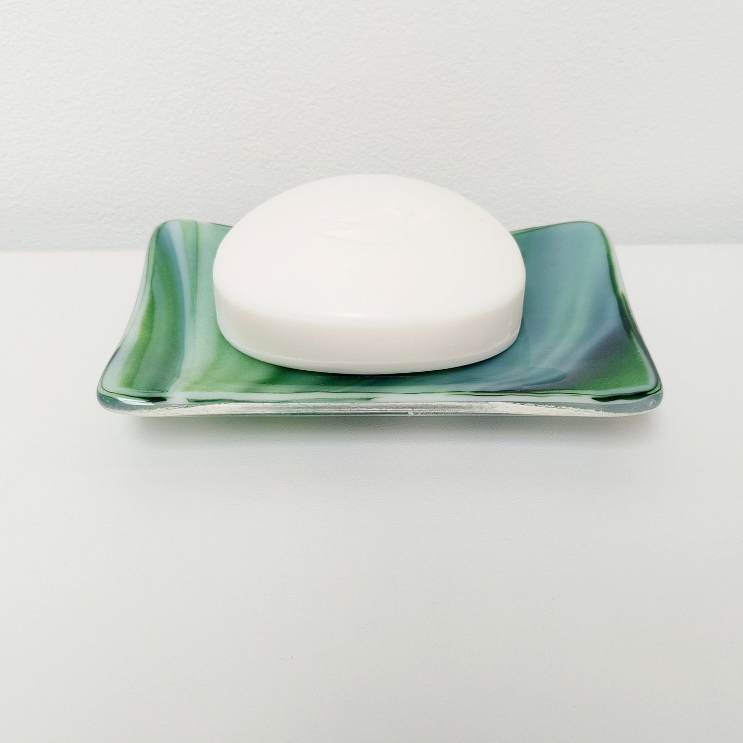 Spring on the Fells Green Glass Art Soap Dish