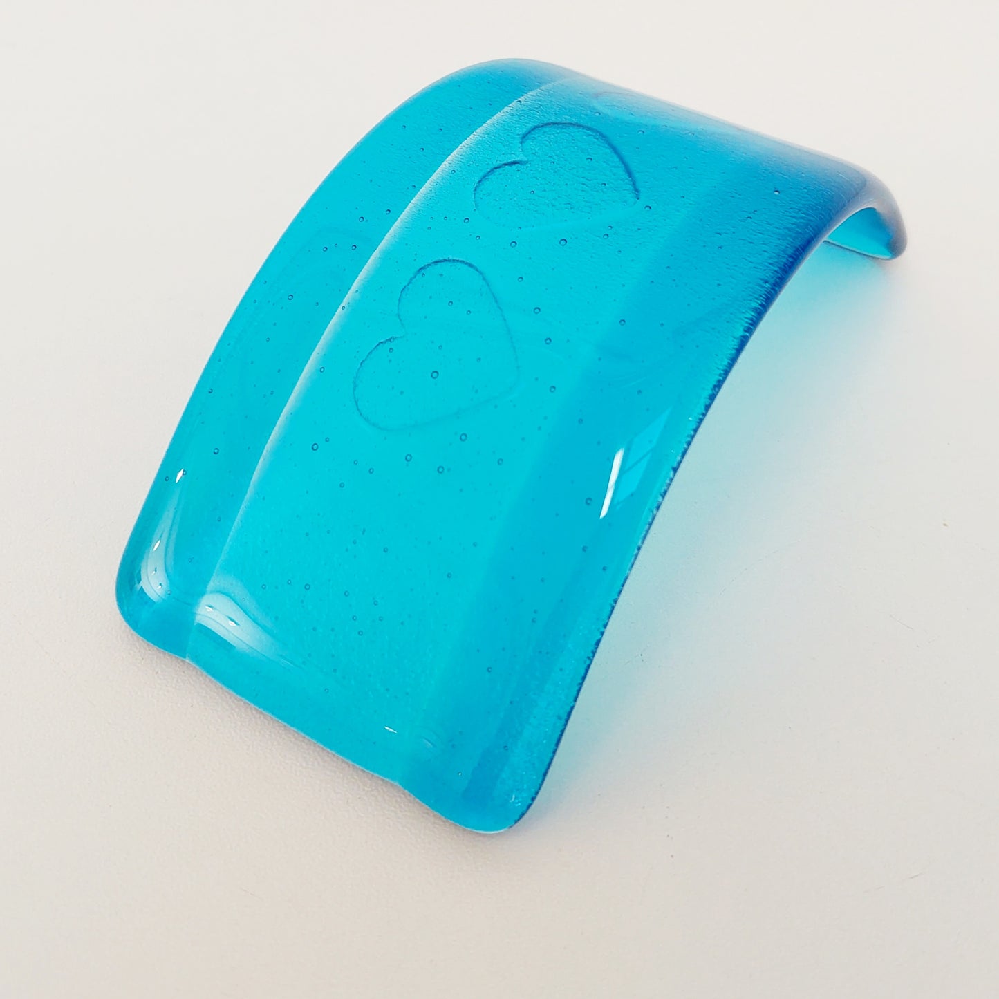 Small Turquoise Glass Heart Curve