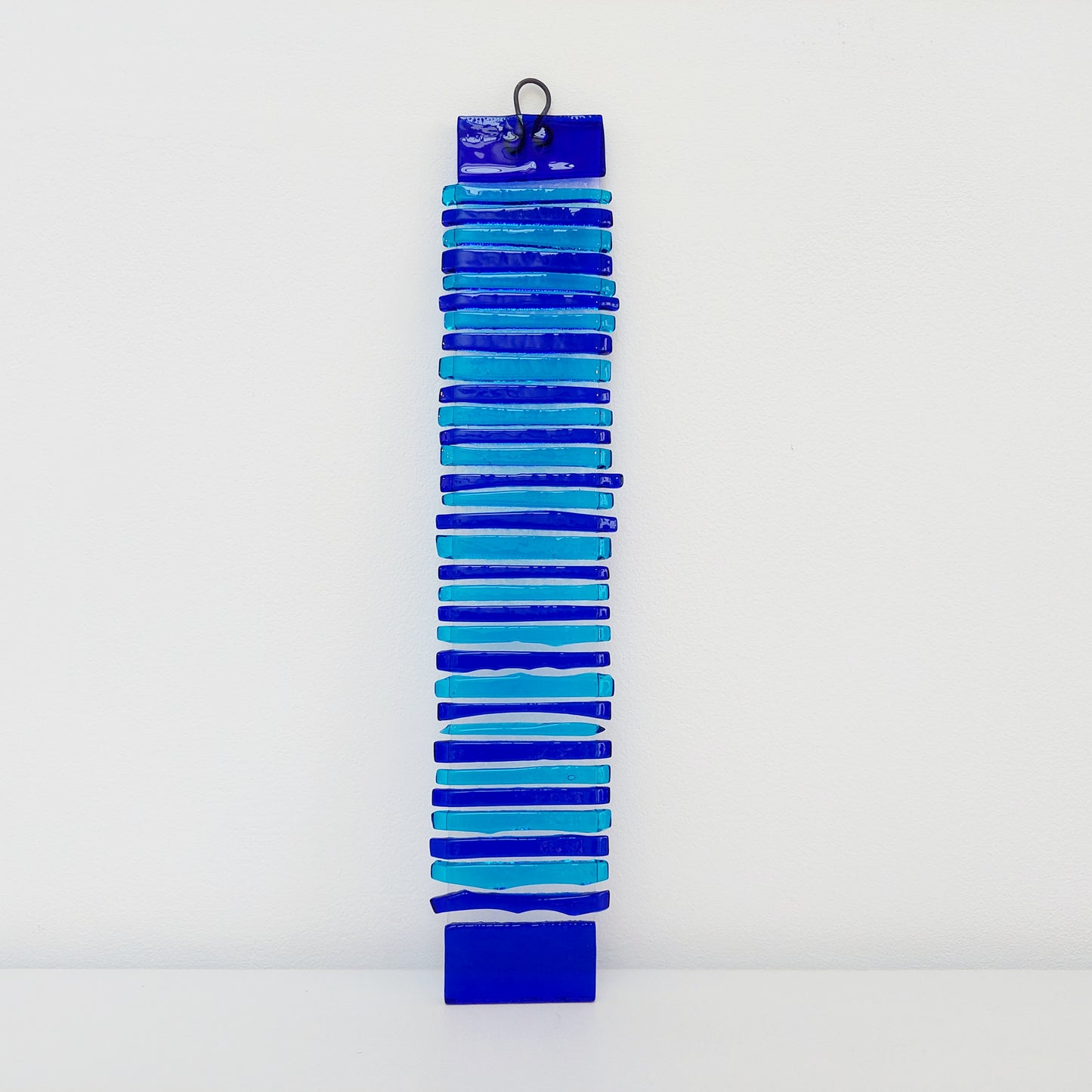 Abstract Turquoise and Cobalt Blue Glass Wish Stick, Handmade Suncatcher or Wall Hanging