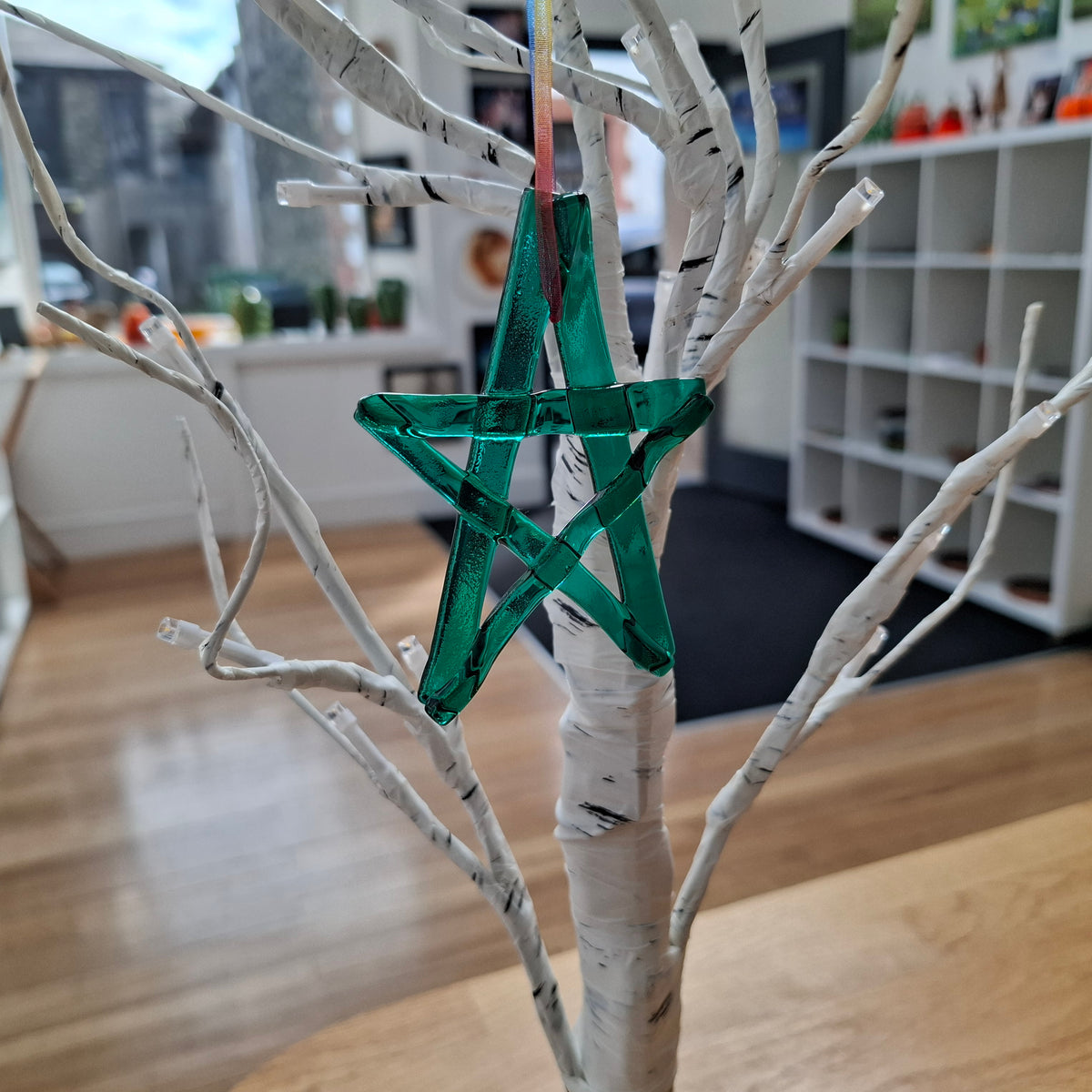 Handmade Emerald Green Glass Star | Christmas Tree Ornament