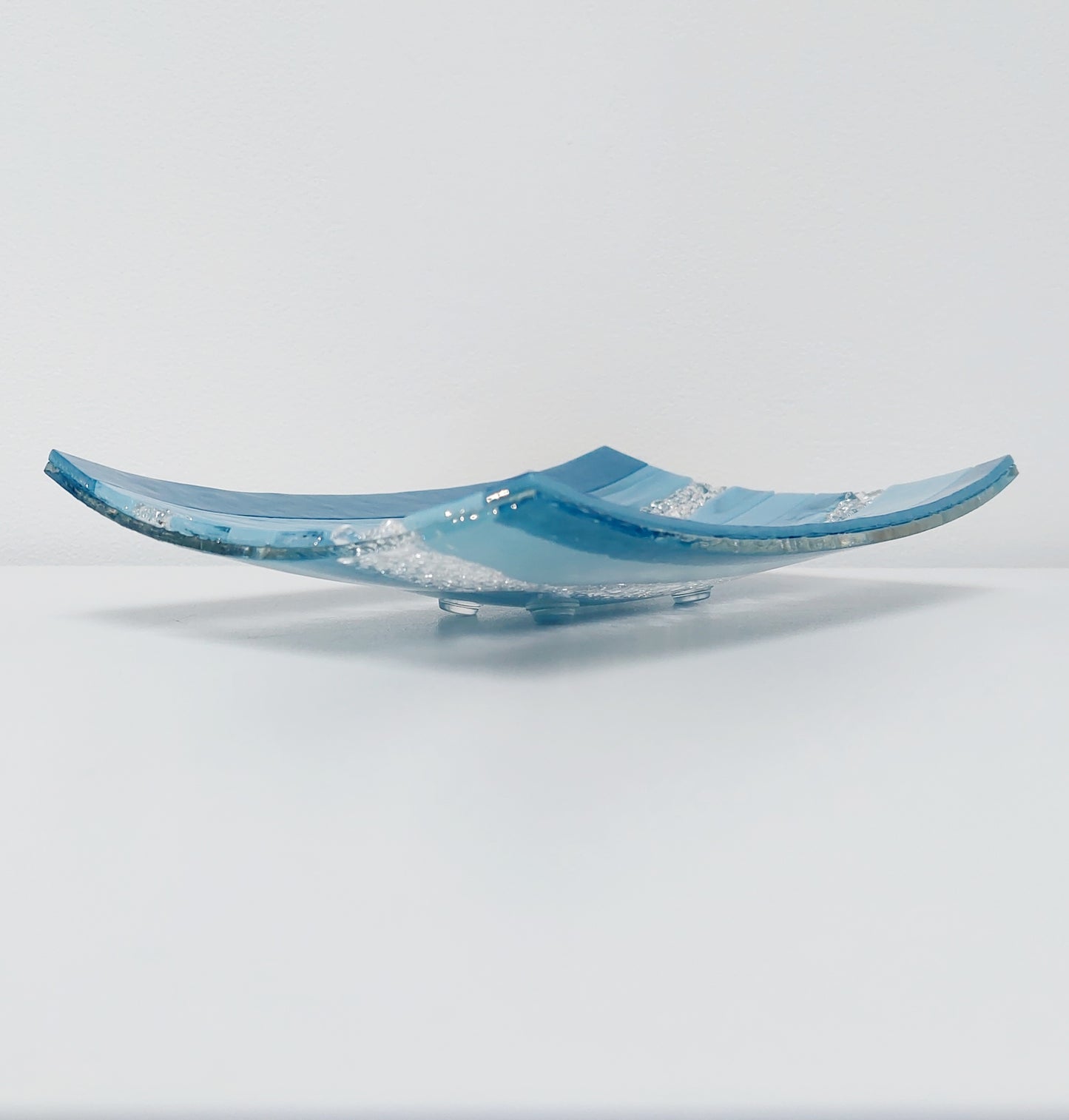 Marine Blue Glass Art Plate, Artisanal Coffee Table Centrepiece