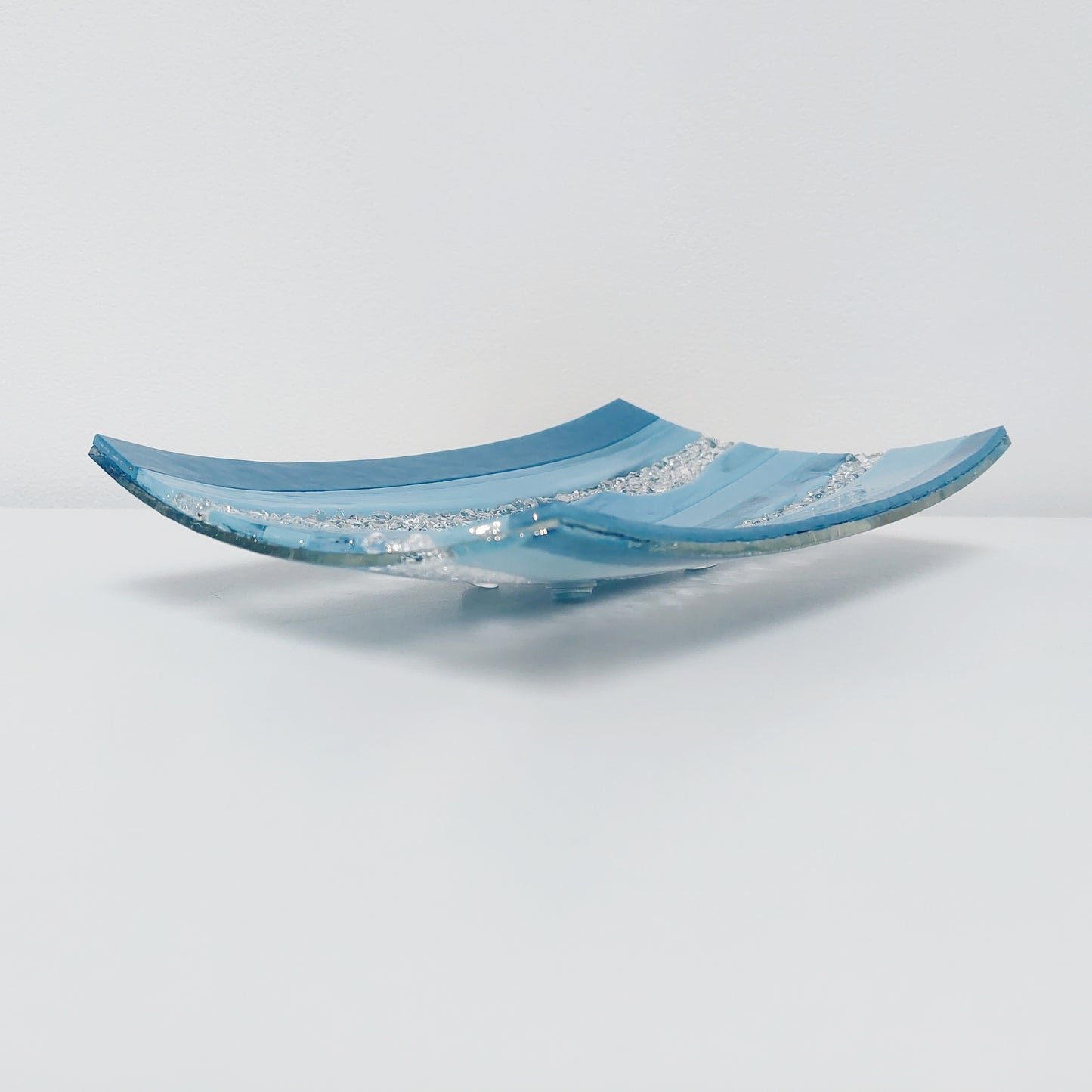 Marine Blue Glass Art Plate, Artisanal Coffee Table Centrepiece