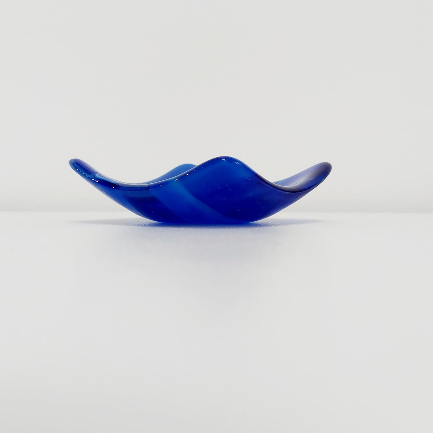 Blue Glass Art Trinket Bowl