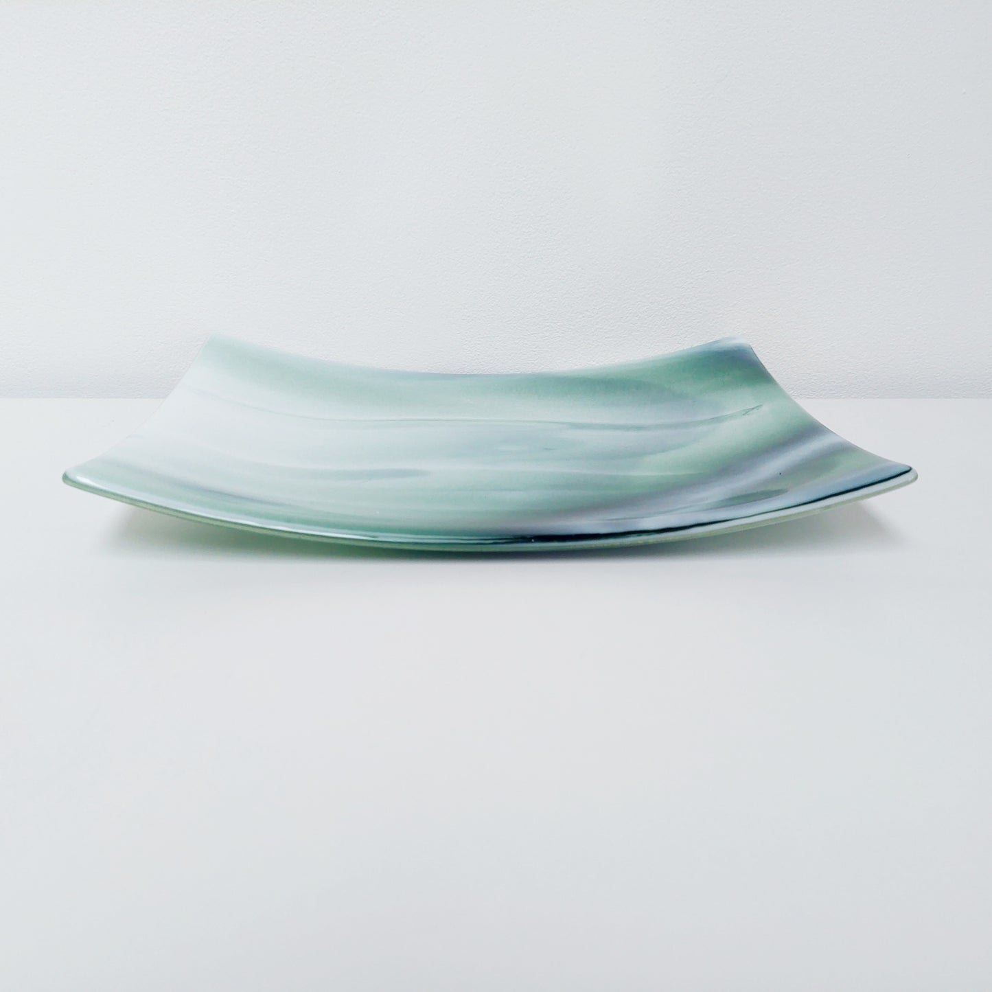 Large Green Glass Art Plate, Table Centrepiece