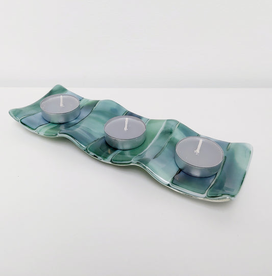 Aventurine Green Glass Tealight Stand, Summer on the Fells Collection