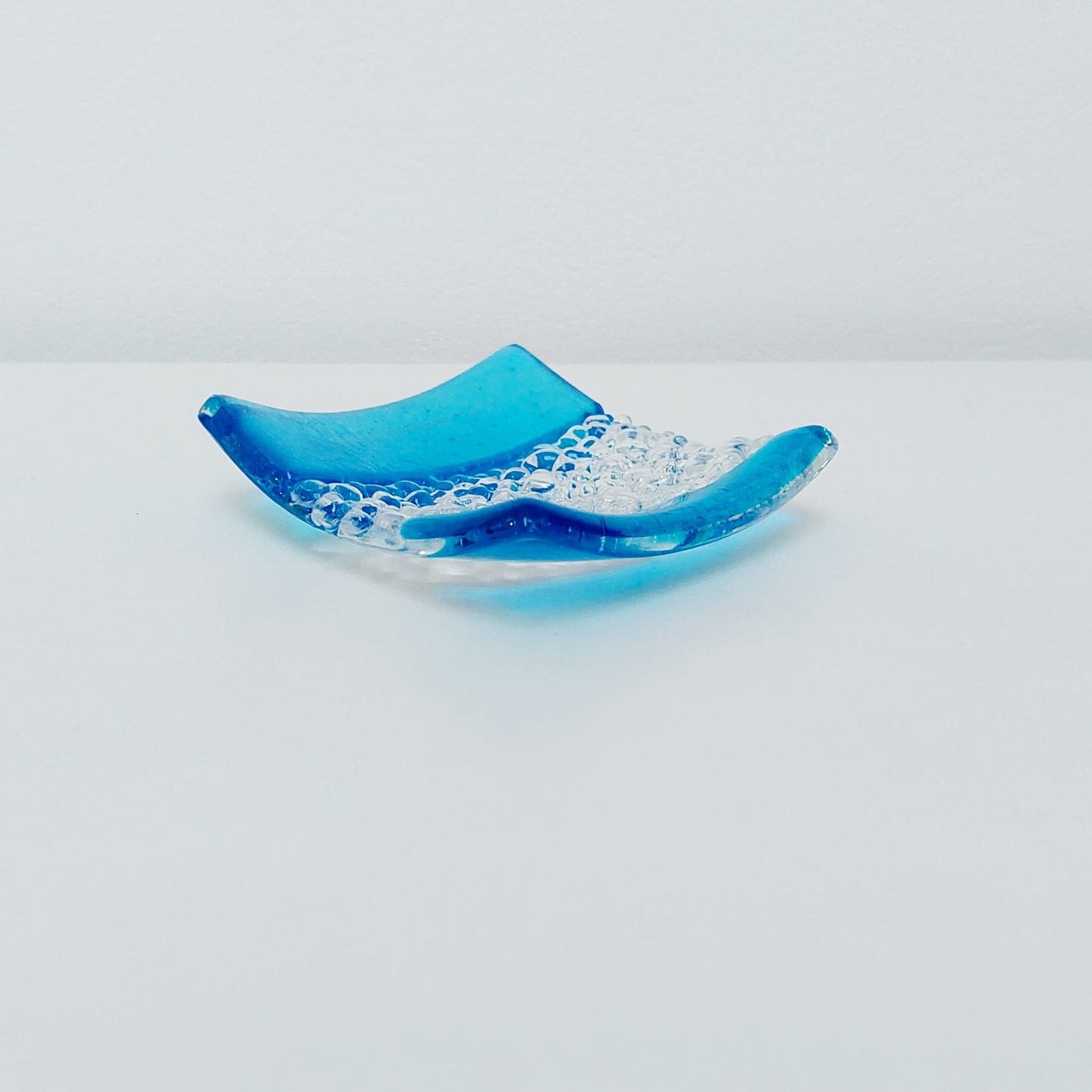 Textured Turquoise Glass Art Ring Bowl