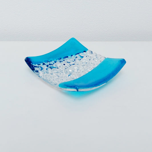 Textured Turquoise Glass Art Ring Bowl