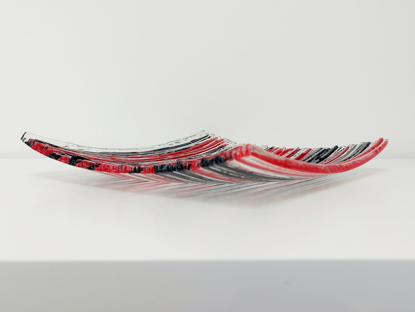 Red and Black Textured Glass Plate