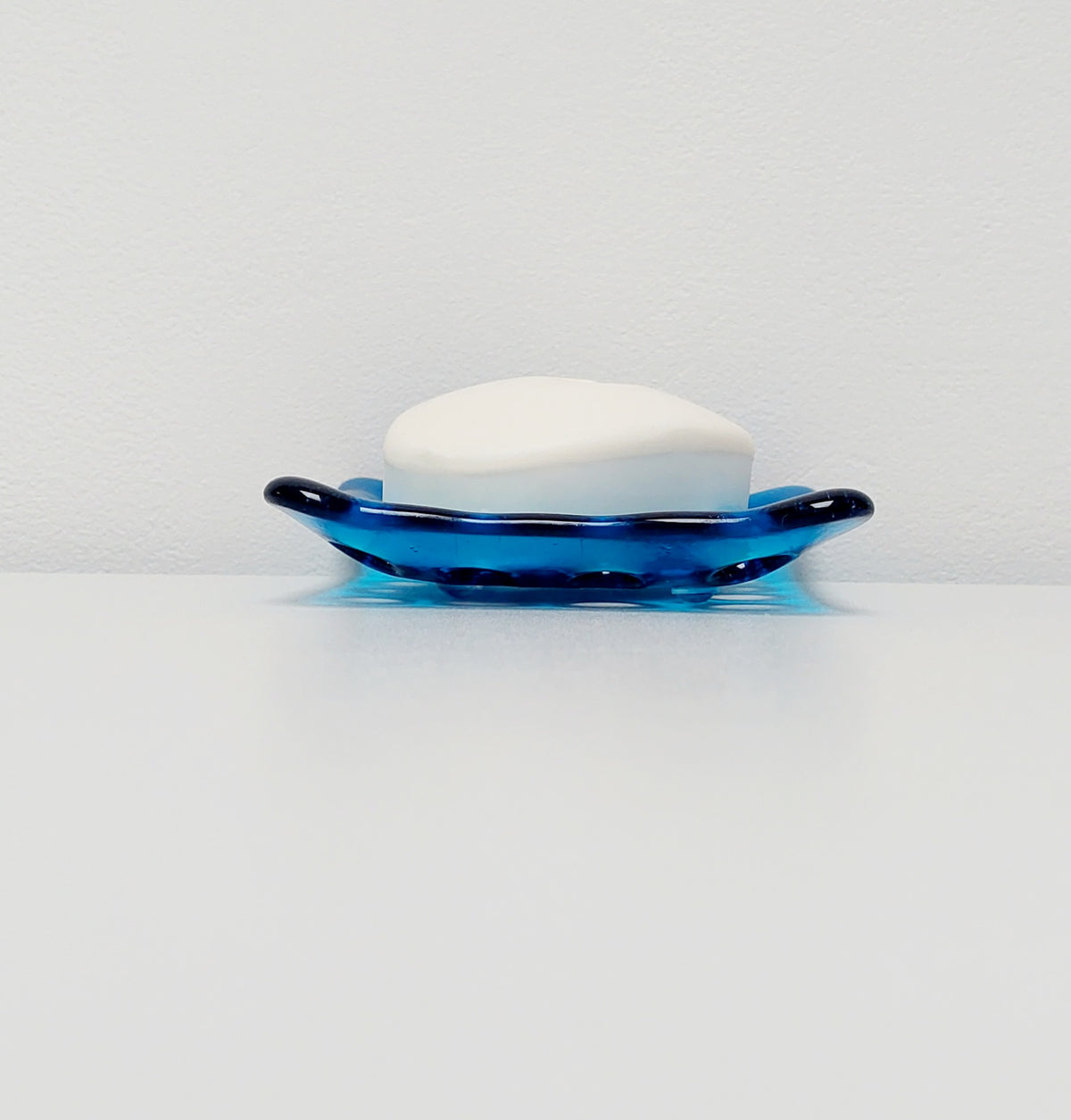 Turquoise Glass Soap Dish with Holes